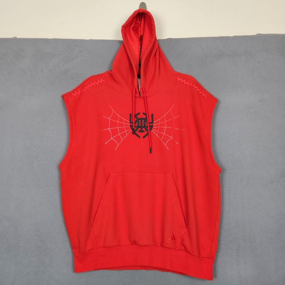 ADIDAS Donovan Mitchell Hoodie Mens Medium Red Sleeveless Pullover FR5747
